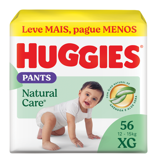 Huggies Fralda Pants Premium Natural Care XG - 56 Un